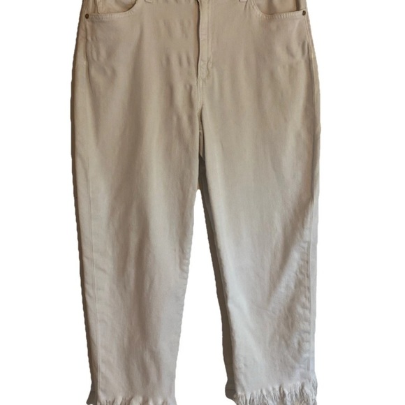 Joes Jeans High Rise Straight Crop Jeans Sz 31 White Frayed Edge - Picture 1 of 6